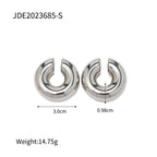18K Real Gold Stainless Steel Thick Round Tube Hollow Hoop Earrings Ear Clips Non-Fading Earrings Same Style