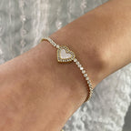Stainless Steel Heart Full Diamond Bracelet Bangle Jewelry bracelet