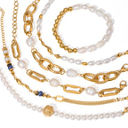 Stainless Steel Jewelry Non-Fading Pearl Bracelet Gold Plated