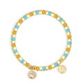 Gold-Plated Brass Floral Beaded CZ Bracelet featuring cubic zirconia and a gold-tone finish