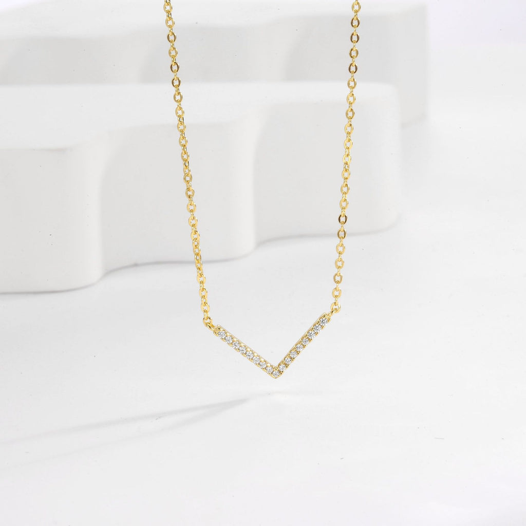 Gold-Plated 925 Sterling Silver Cubic Zirconia Initial Necklace — material and finish close-up