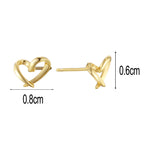 SE0279 S925Silver Hollow Heart Stud Earrings with Screw Back for Women, Petite and Simple Sweet Earrings