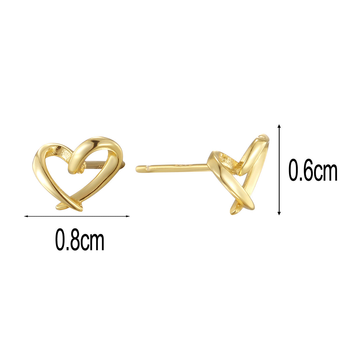 SE0279 S925Silver Hollow Heart Stud Earrings with Screw Back for Women, Petite and Simple Sweet Earrings