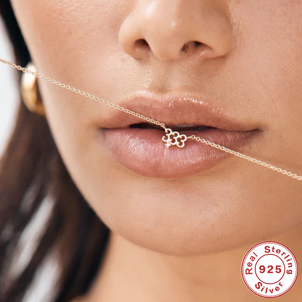 S925 Sterling Silver Angel Number Collarbone Necklace