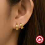 S925Sterling Silver Double Row Diamond Minimalist Fashion Hoop Earrings Hot Selling Classic High-end Earrings Jewelry