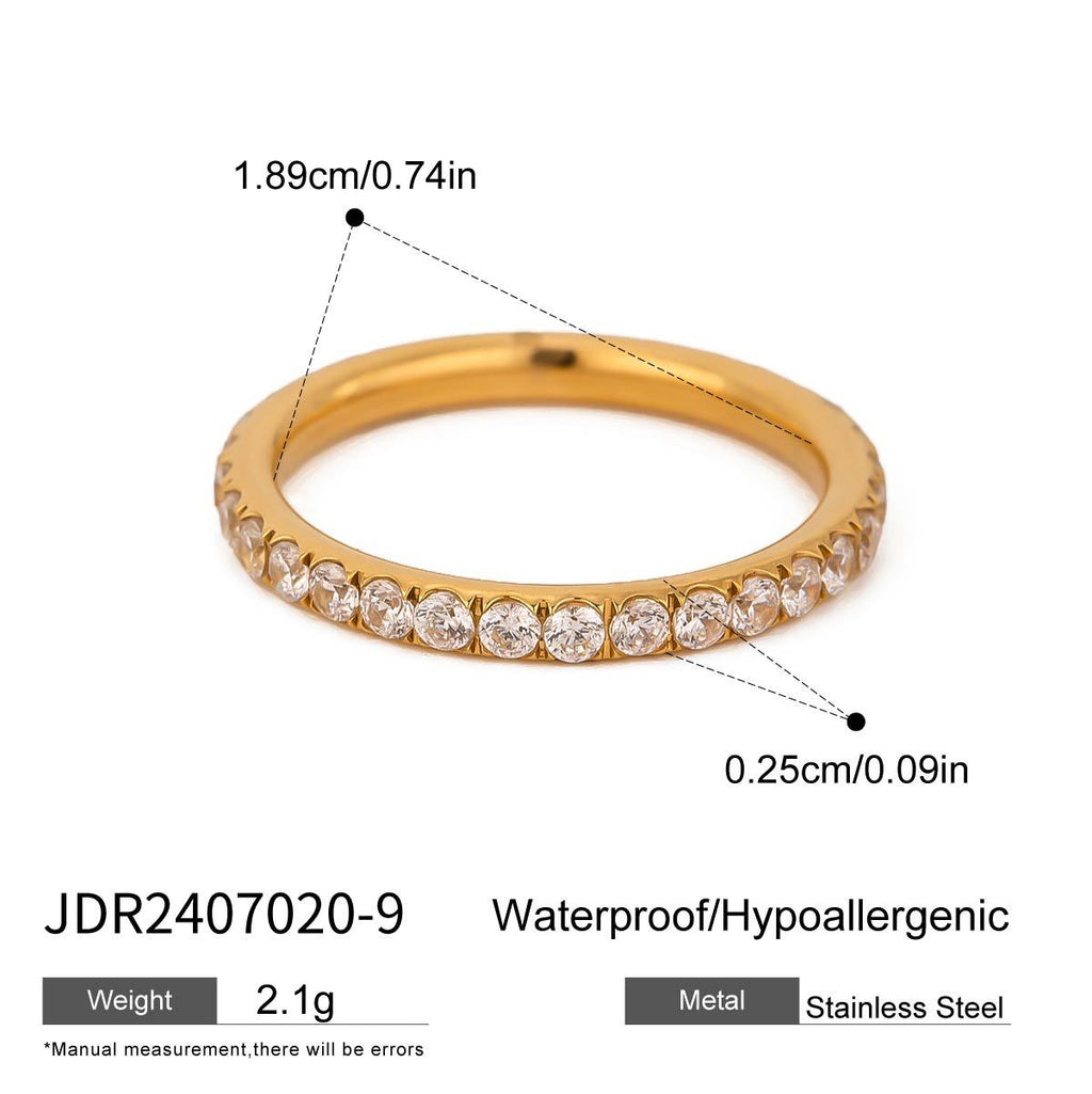 Original Green Zirconia Ring Non-Fading Jewelry Stainless Steel Bracelet Accessories