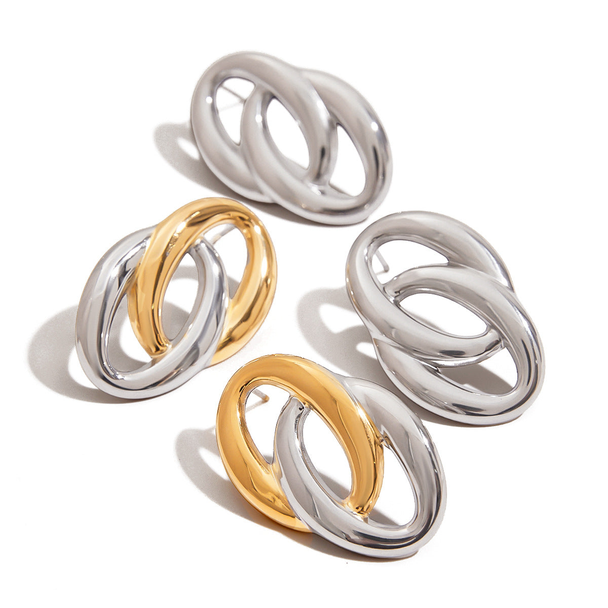 2H Circle Stud Earrings Stainless Steel Earrings Women's Non-Fading Jewelry