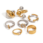 Color Block Stainless Steel Ring Exaggerated Piece rings