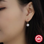 S925Sterling Silver Inlaid Diamond Pearl Hoop Earrings Ear Clips Earrings Korean and Japanese Hot Sale Daily Wear Earrings Ear Jewelry
