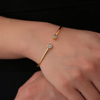 CYB0221 Super Sparkling Zircon Open Bracelet for Women with Exquisite Design and Smooth Surface