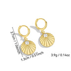 E0182Round Folding Fan Earrings for Women with Czech Crystal Inlay, Simple Ear Accessories