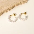 2H French Style  Blogger Same Style Earrings Xiaomi Pearl C Fashionable and Elegant Women's Hoop Earrings Jewelry