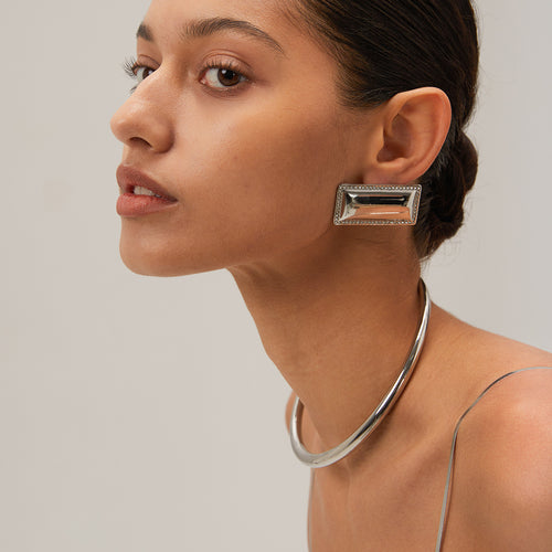 14K Gold-Tone Stainless Steel Necklace with Oval Minimalist Detail in a gold-tone stainless steel finish