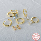 S925Pure Silver Color Diamond Square Earrings Hoop Earrings Classic Hot Sale Hoop Earrings