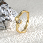 R0269 Fashion Retro Irregular Ring for Women New Geometric Asymmetric Zircon