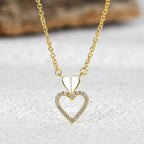 N0162 Minimalist Design Brass Plated18Gold Hollow Heart Pendant Double Heart Necklace Jewelry