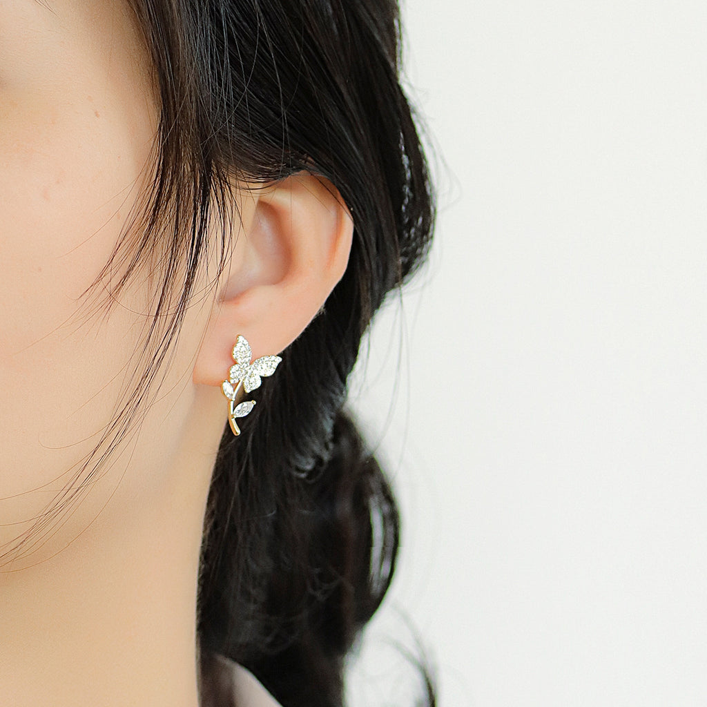 CYE0137 Butterfly Flower Earrings Inlaid with Brilliant Zircon New Earrings