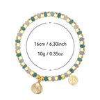 B0305 Bohemian Ocean Shell Inlaid Zircon Bracelet Fashionable Elegant Chalcedony Stone Beaded