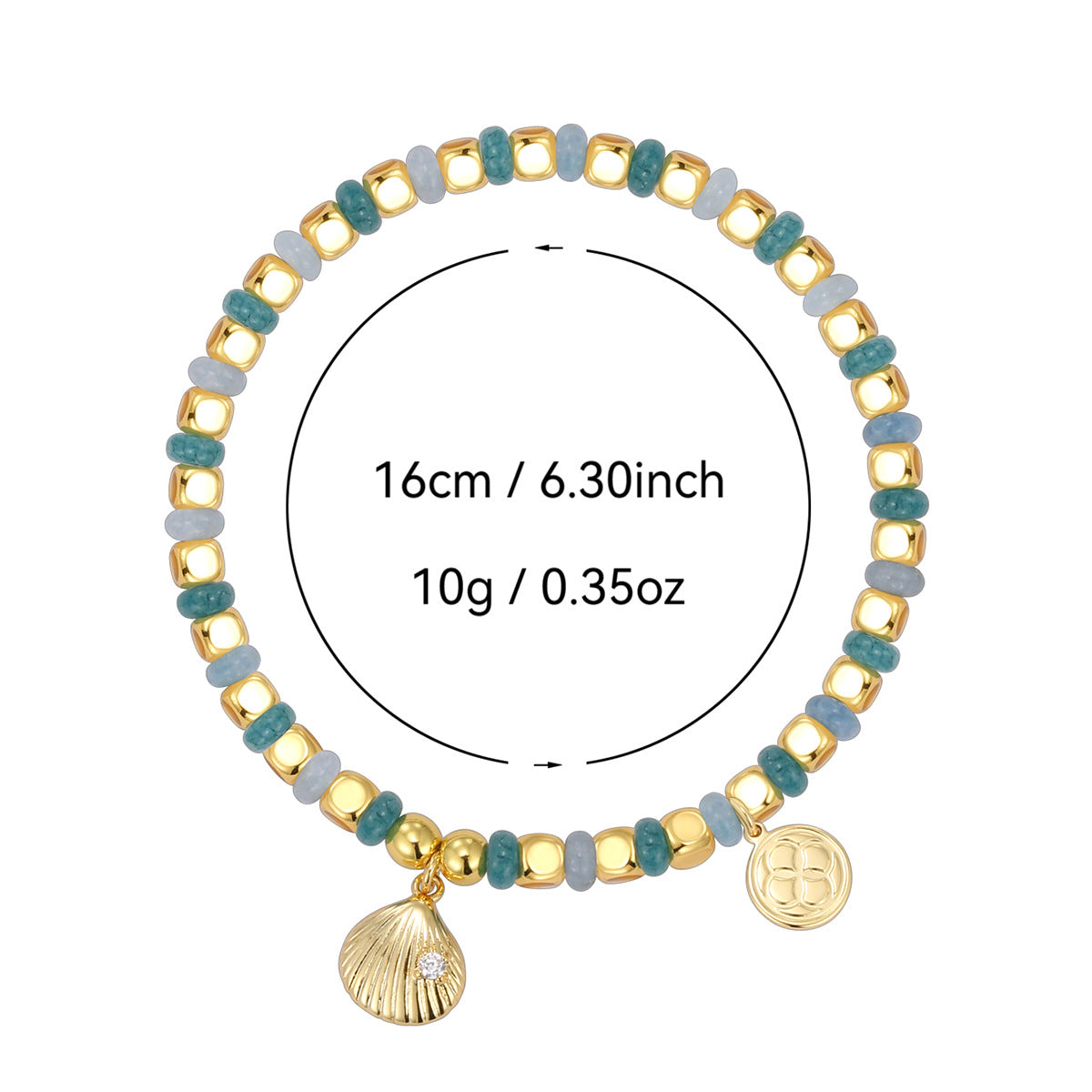 B0305 Bohemian Ocean Shell Inlaid Zircon Bracelet Fashionable Elegant Chalcedony Stone Beaded