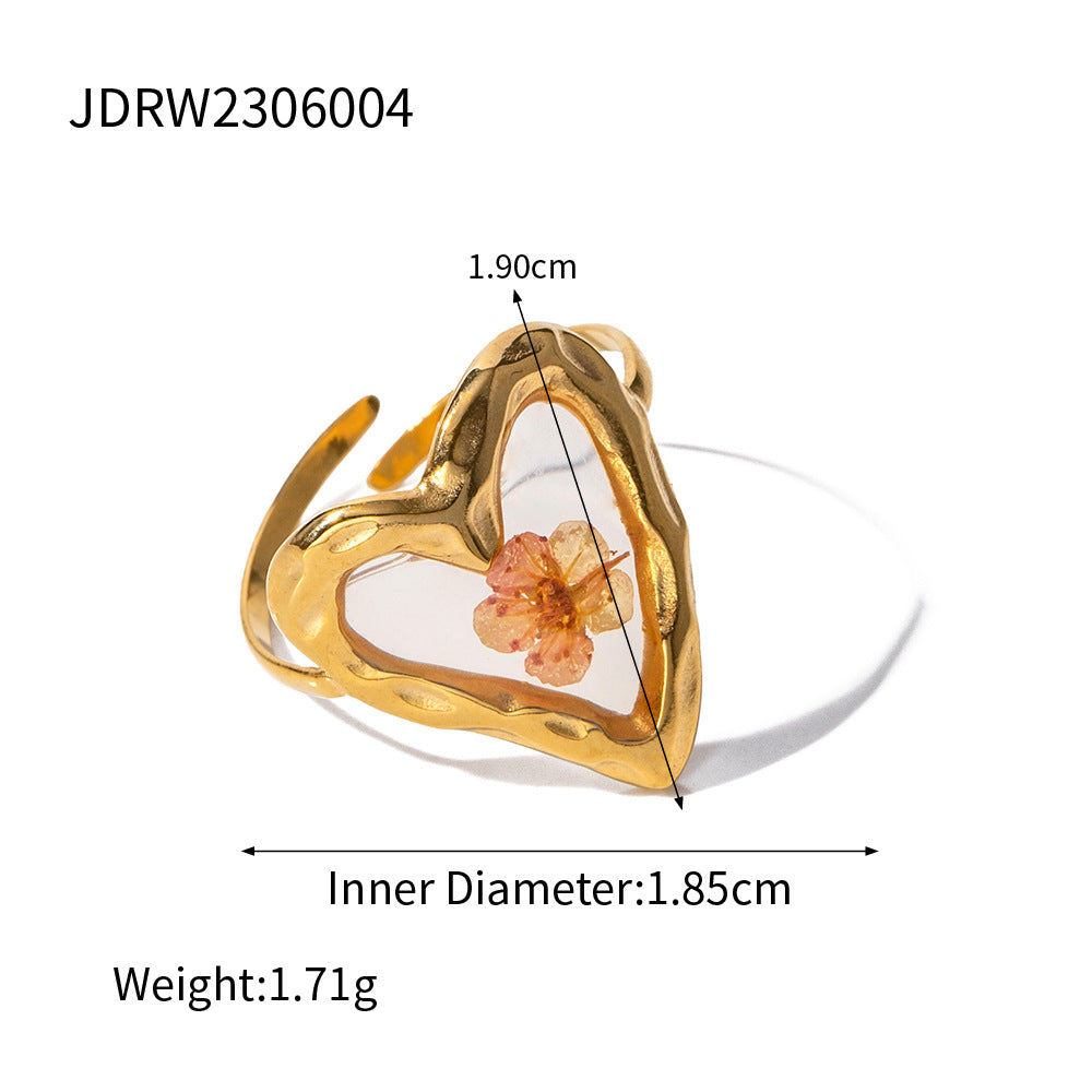 Stainless Steel Exaggerated Zircon Ring Vintage Item rings