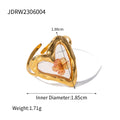 Cubic Zirconia Sculptural Statement Stainless Steel Gold-Plated Ring — side detail — jewelry finish and design detail