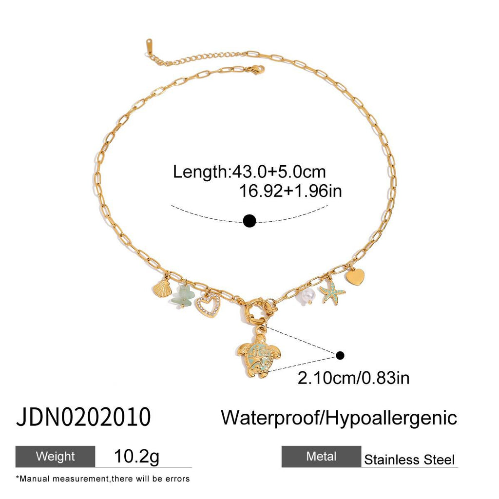 Stainless Steel Zircon Heart Necklace Choker Non-Fading Jewelry for Women