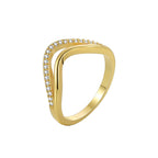 R0579 Fashion Double Layer Design Ring for Women Brass Gold Plated Micro Inlaid White Zircon