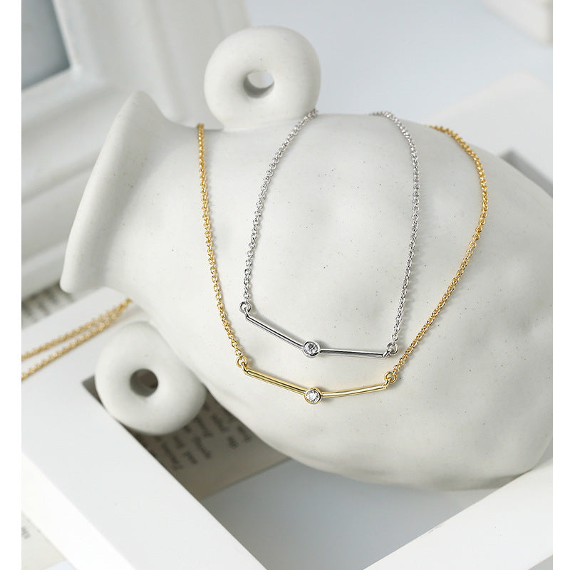 N0005Geometric Fashion gold Women's Necklace Simple Short Zircon Smiley Face Collarbone Chain New Trend