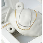 N0005Geometric Fashion gold Women's Necklace Simple Short Zircon Smiley Face Collarbone Chain New Trend