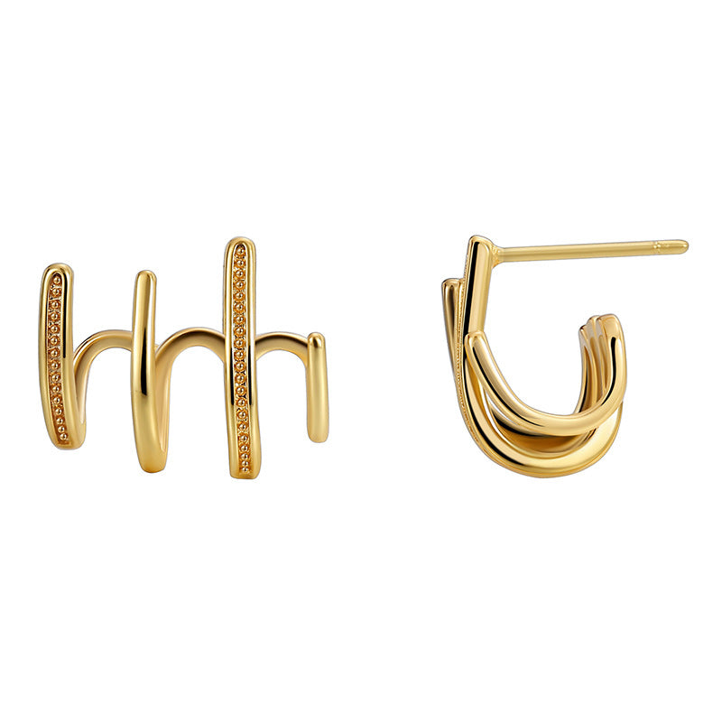 E0469 New Retro Fashion Irregular Ear Hook Women's Copper Gold-Plated Design Earrings