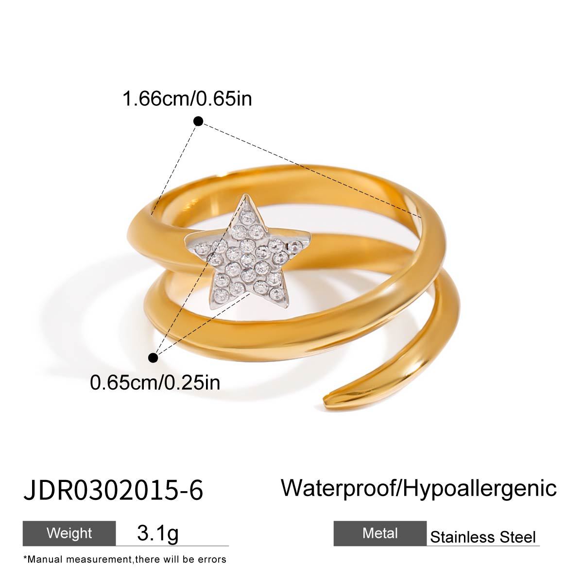 Jewelry Stainless Steel Necklace Simple Earrings Pentagram Ring rings