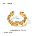 Gold-Tone Stainless Steel Ring with Floral Detail with gold-tone stainless steel construction
