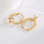 E0517 French Fashion Earrings for Women North American Modern Simple Shell Pearl Drop Earrings