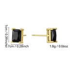 E0176 Korean Style Simple and Compact Design Earrings for Women gold Retro Inlaid Black Square Zircon Earrings