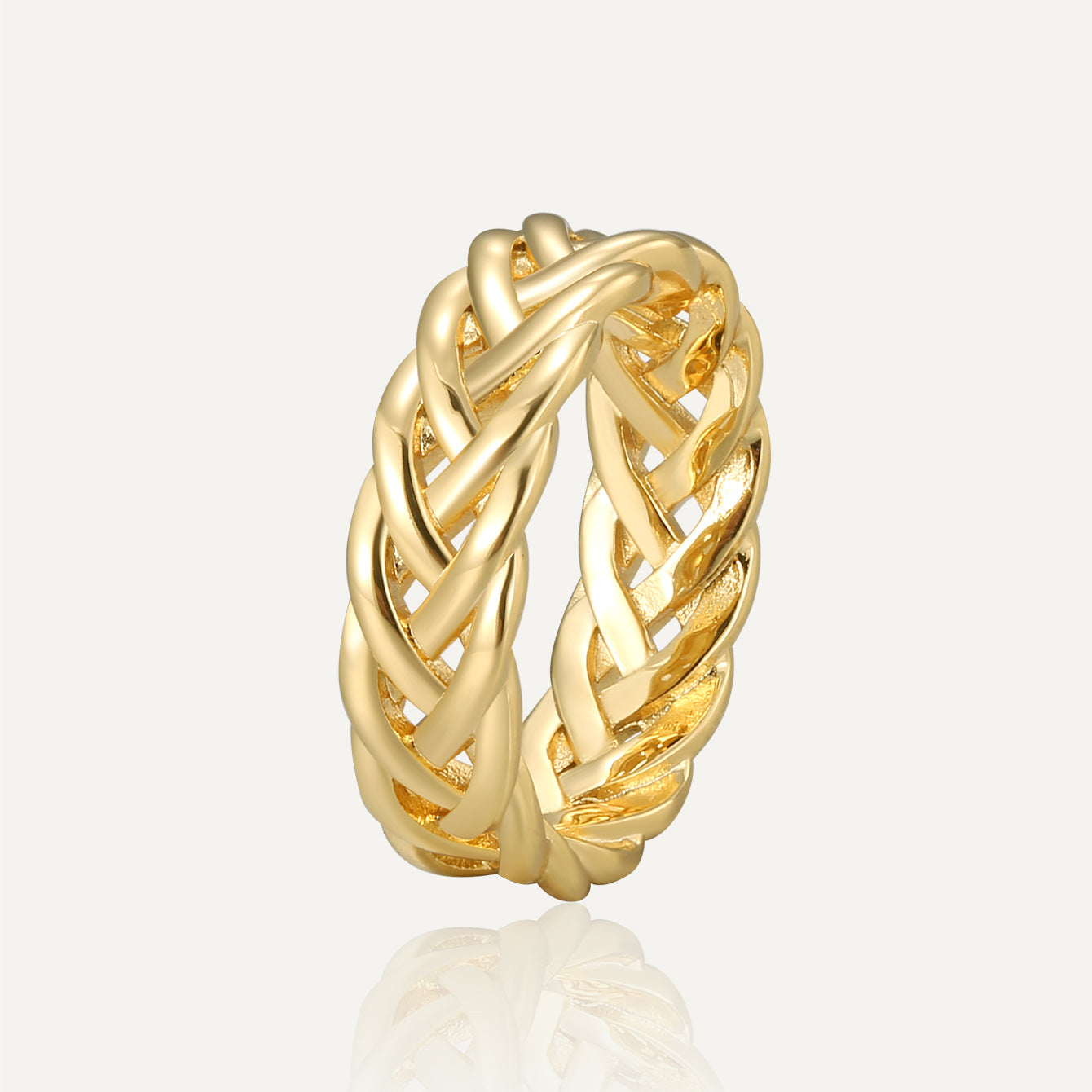 R0150 Rope Hollow Smooth Personality Ring for Women Brass Gold-Plated Hip-Hop Ring