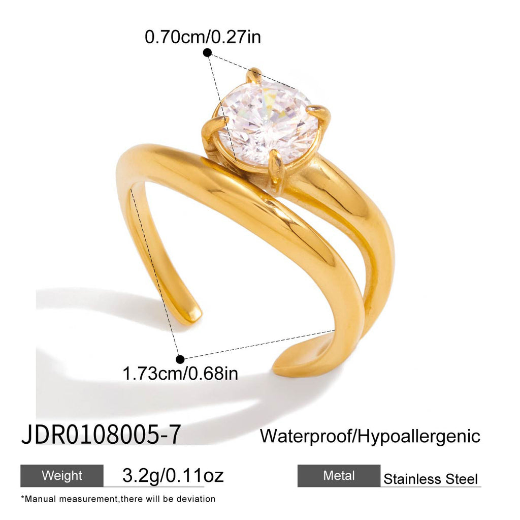 Stainless Steel Zircon Pearl Ring Non-Fading Jewelry for Women