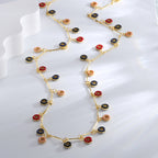 Gold-Plated Brass Vintage-Inspired Enamel Pendant Necklace with gold-tone brass construction