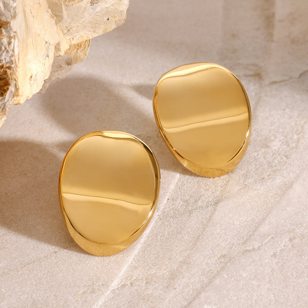 2H Stainless Steel Oval Stud Earrings Personality Earrings Ear Jewelry earrings Ornament