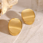 2H Stainless Steel Oval Stud Earrings Personality Earrings Ear Jewelry earrings Ornament