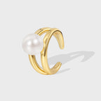 R0199Metal Open Ring Simulated Large Pearl Ring Simple