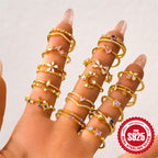 S925Sterling Silver Ring Micro Pave Colored Diamond Ring New Double Layer Design Sense Strong Open Ring