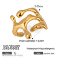Sculptural Stainless Steel Open Ring in Gold-Tone styled for independent jewelry boutiques