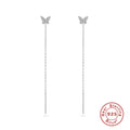 Butterfly Stud Chain 925 Sterling Silver Earrings — decorative detail — jewelry finish and design detail