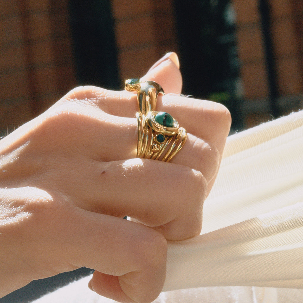 2H Malachite Ring Non-Fading Stainless Steel Jewelry for Women rings