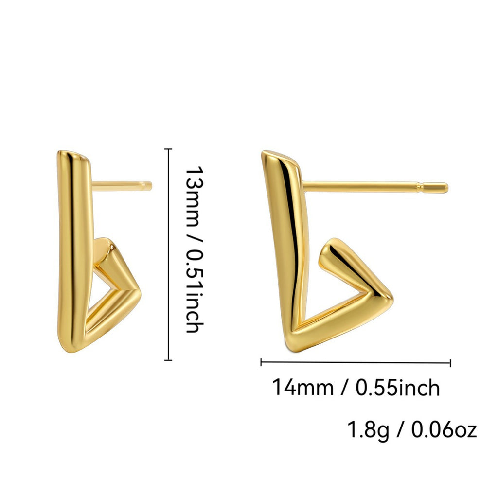 E0679 Minimalist Irregular Design Open Triangle Earrings for Women Copper Gold Plated Smooth Surface Ear Jewelry