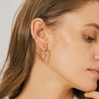 E0397 Fashion Metal Earrings Zircon Leaf Branch Earrings Retro Style Super Fairy