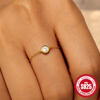 925Sterling Silver Inlaid Zircon Ring for Women Trendy Open Adjustable Chain Ring Silver Jewelry