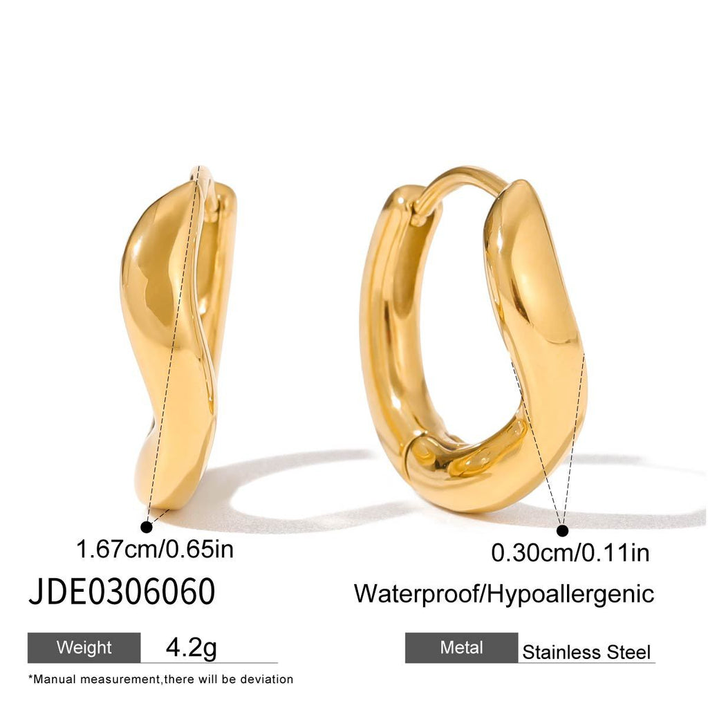 2H Earrings Hoops Non-Fading Ear Clips18k Stainless Steel Ear Jewelry