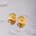 18k Gold Stainless Steel Matte Brushed Oval Earrings Stud Simple Ear Jewelry