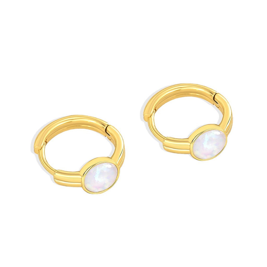 E0224 Foreign Trade Hot-Selling Opal Earrings Copper Plated Real Gold Imitation Opal Earrings Ear Clips for Women